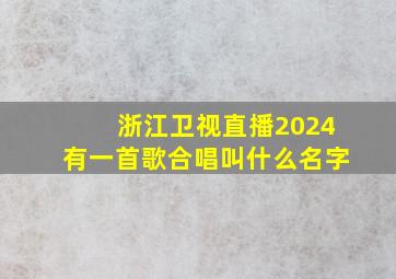 浙江卫视直播2024有一首歌合唱叫什么名字