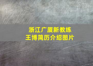 浙江广厦新教练王博简历介绍图片