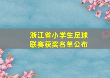 浙江省小学生足球联赛获奖名单公布