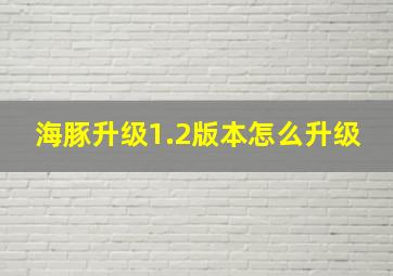 海豚升级1.2版本怎么升级