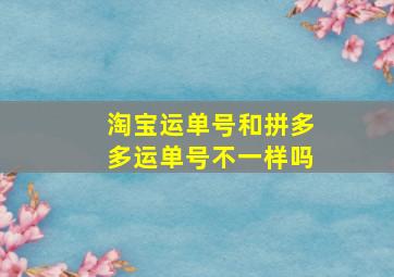 淘宝运单号和拼多多运单号不一样吗