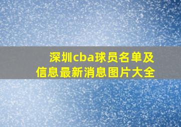 深圳cba球员名单及信息最新消息图片大全