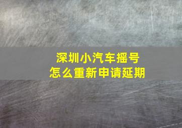 深圳小汽车摇号怎么重新申请延期