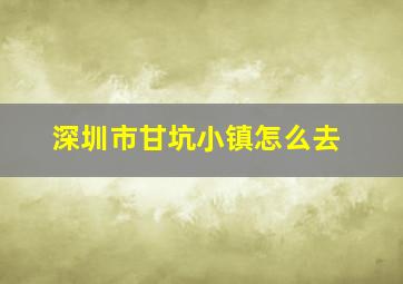 深圳市甘坑小镇怎么去