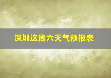 深圳这周六天气预报表