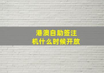 港澳自助签注机什么时候开放