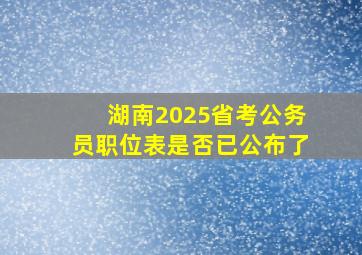 湖南2025省考公务员职位表是否已公布了