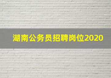 湖南公务员招聘岗位2020