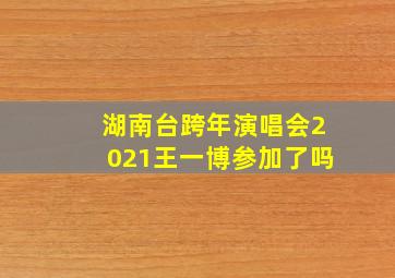 湖南台跨年演唱会2021王一博参加了吗