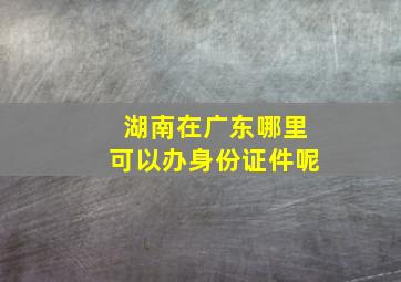 湖南在广东哪里可以办身份证件呢