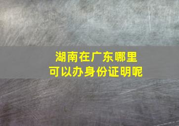 湖南在广东哪里可以办身份证明呢