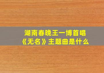 湖南春晚王一博首唱《无名》主题曲是什么