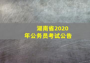 湖南省2020年公务员考试公告