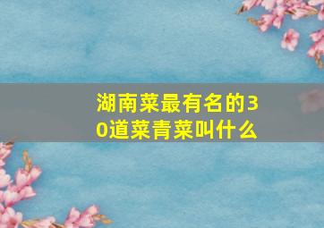 湖南菜最有名的30道菜青菜叫什么