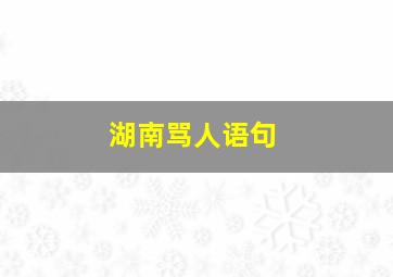 湖南骂人语句