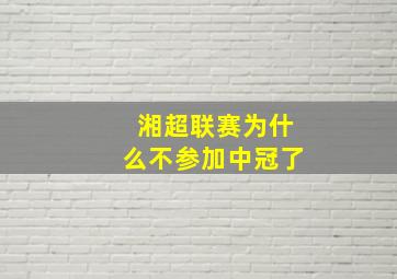 湘超联赛为什么不参加中冠了