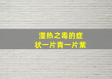 湿热之毒的症状一片青一片紫