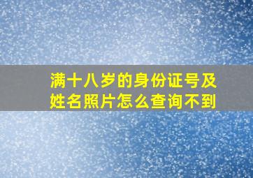 满十八岁的身份证号及姓名照片怎么查询不到