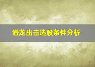 潜龙出击选股条件分析