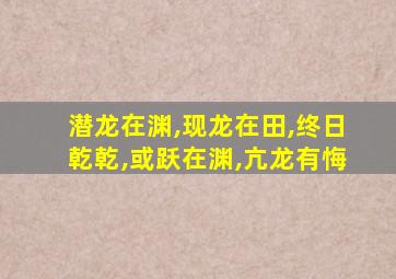 潜龙在渊,现龙在田,终日乾乾,或跃在渊,亢龙有悔