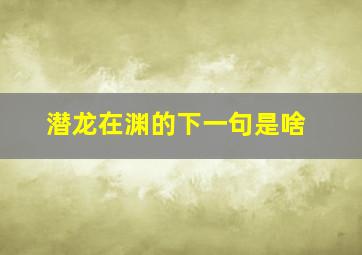 潜龙在渊的下一句是啥