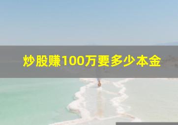 炒股赚100万要多少本金