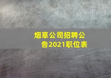 烟草公司招聘公告2021职位表