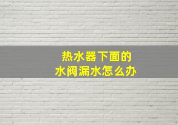 热水器下面的水阀漏水怎么办