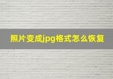 照片变成jpg格式怎么恢复