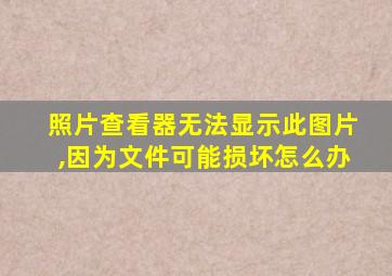 照片查看器无法显示此图片,因为文件可能损坏怎么办