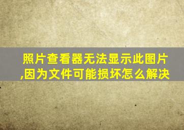 照片查看器无法显示此图片,因为文件可能损坏怎么解决