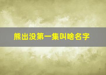 熊出没第一集叫啥名字