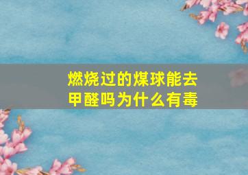 燃烧过的煤球能去甲醛吗为什么有毒