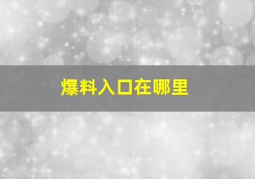 爆料入口在哪里