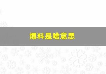 爆料是啥意思