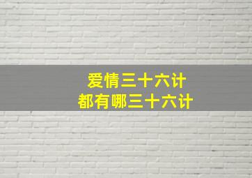 爱情三十六计都有哪三十六计