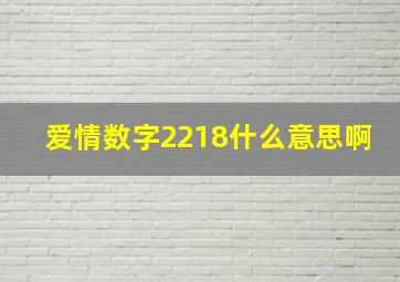 爱情数字2218什么意思啊