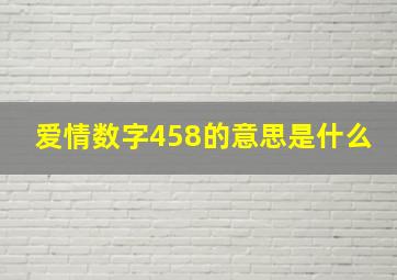 爱情数字458的意思是什么