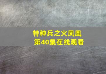 特种兵之火凤凰第40集在线观看