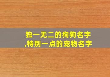 独一无二的狗狗名字,特别一点的宠物名字