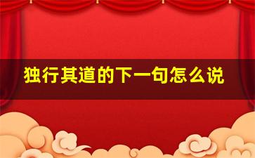 独行其道的下一句怎么说