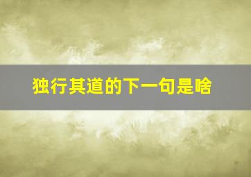 独行其道的下一句是啥