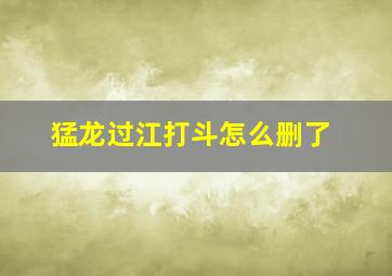 猛龙过江打斗怎么删了