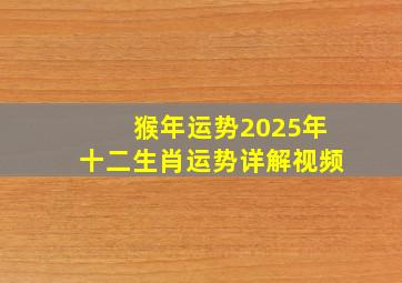 猴年运势2025年十二生肖运势详解视频