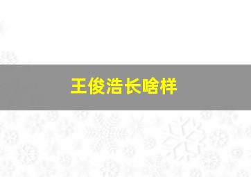 王俊浩长啥样