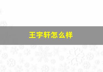 王宇轩怎么样