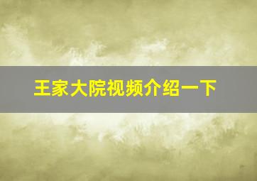 王家大院视频介绍一下