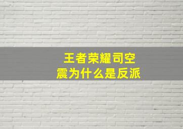 王者荣耀司空震为什么是反派