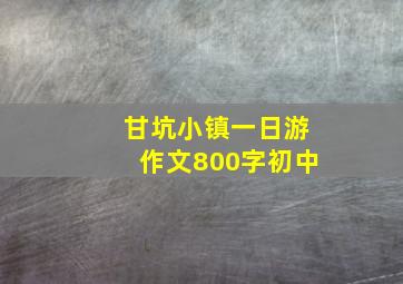 甘坑小镇一日游作文800字初中