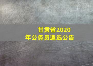 甘肃省2020年公务员遴选公告